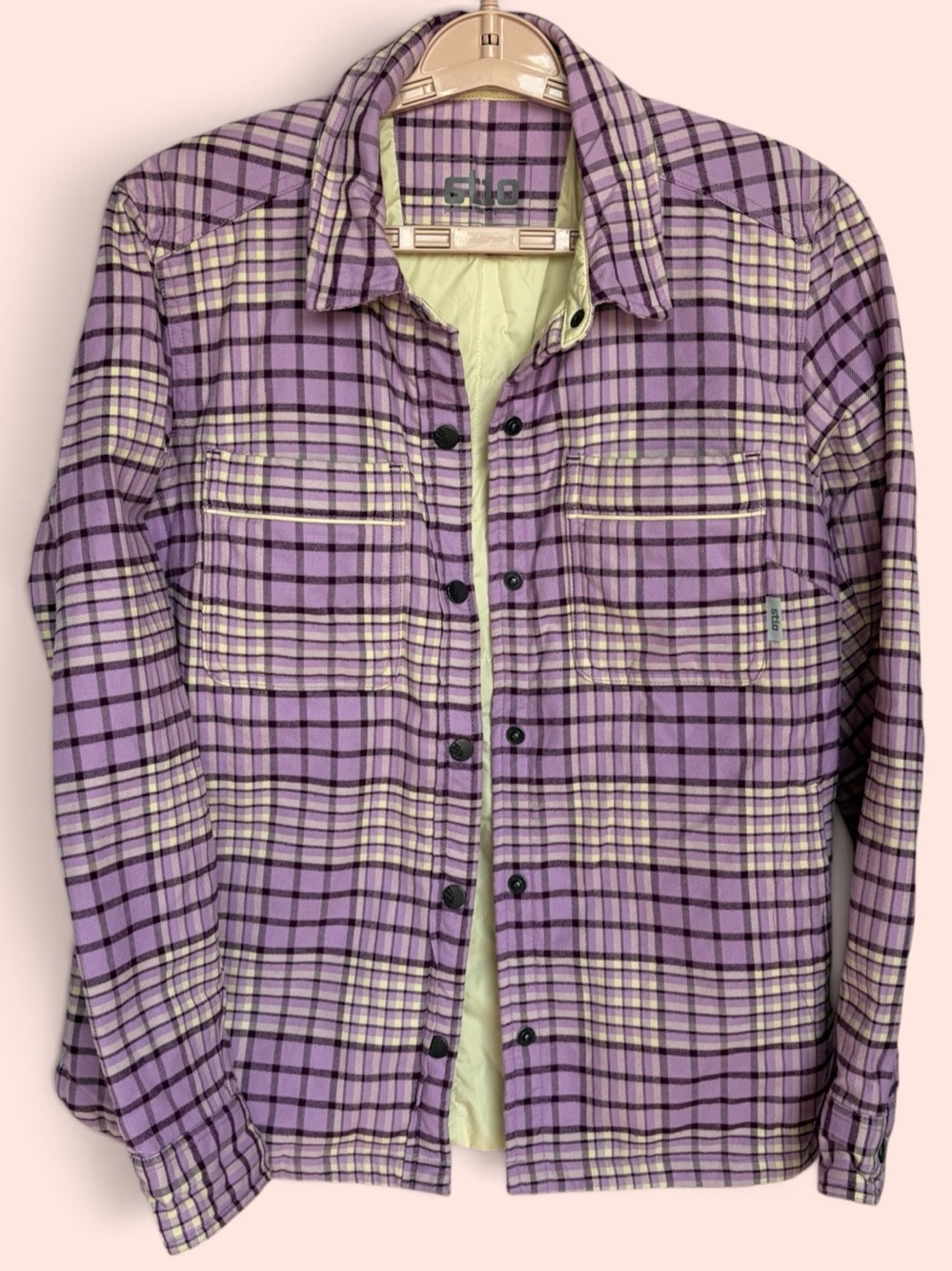 Stio Buckhorn Shirt Jacket Womens Sz M Plaid Flannel Insulated Snap Shacket EUC